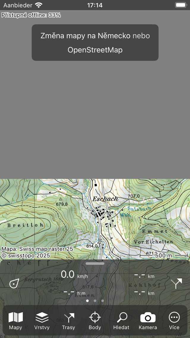 Změna mapy pop-up Topo GPS