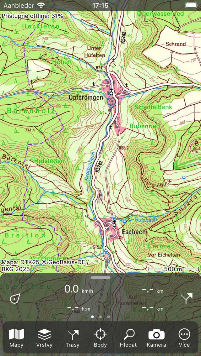 Změna mapy pop-up Topo GPS