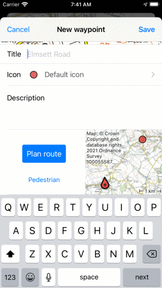 Plán trasy Topo GPS