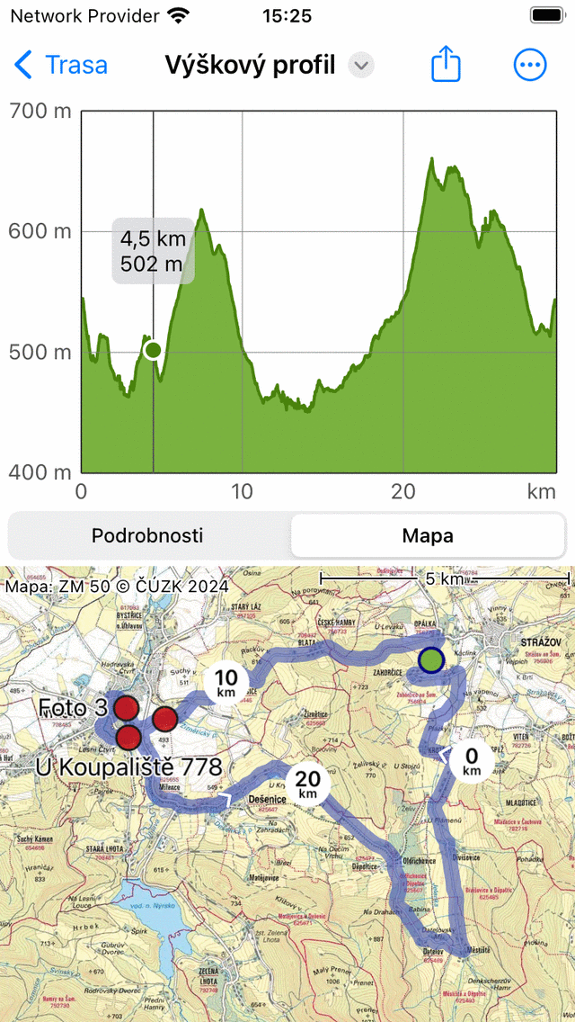 Výškový profil Topo GPS