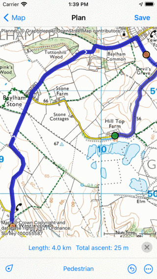 Udvidelse af rute Topo GPS