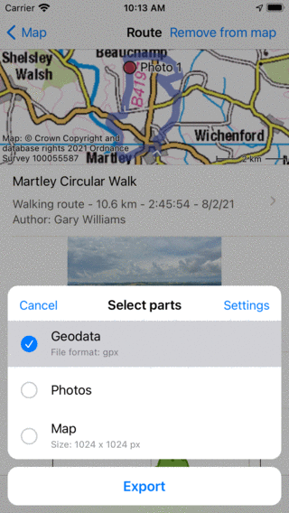 Eksportér popup Topo GPS