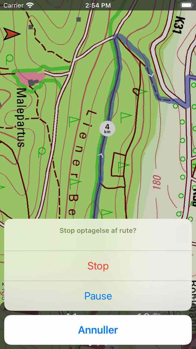 Stop ruteoptagelse Topo GPS