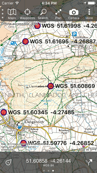 Indtast koordinater GPS manual iOS