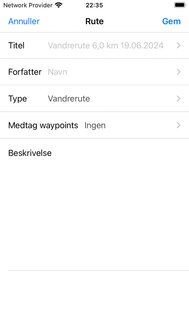 Ruteplan skærm Topo GPS
