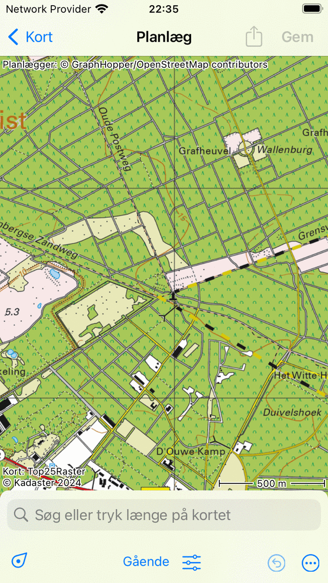 Ruteplan skærm Topo GPS