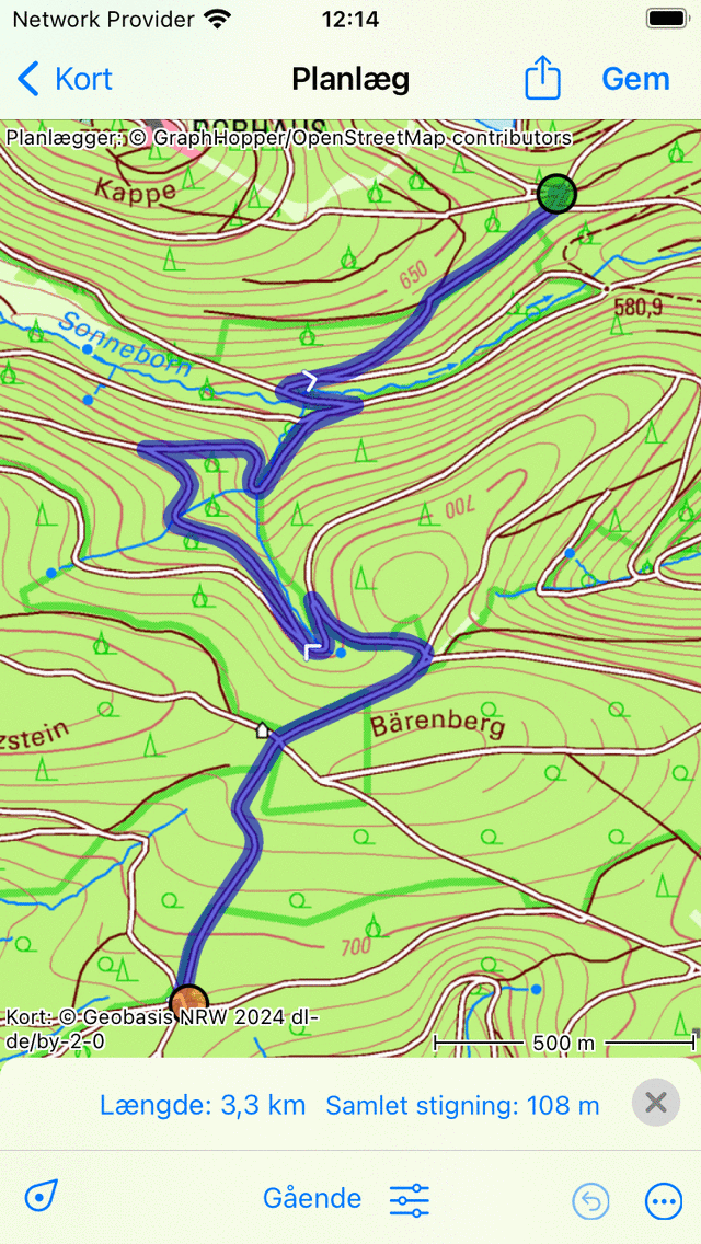 Forkortelse af rute Topo GPS