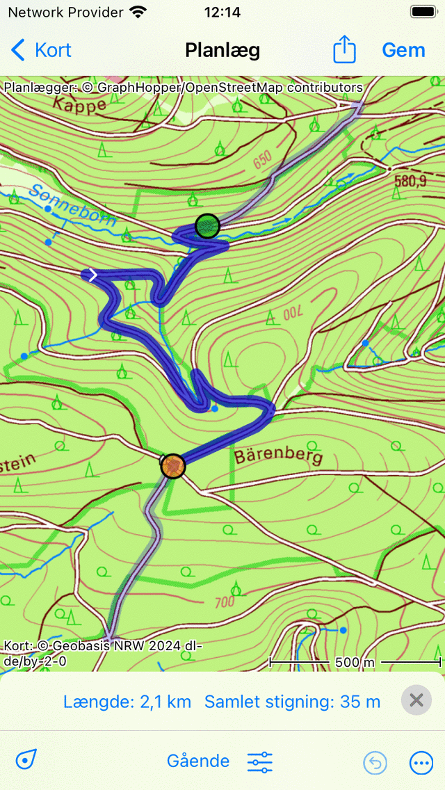 Forkortelse af rute Topo GPS