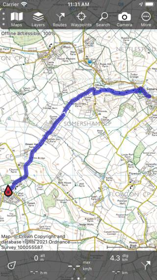 Planung der Route zum Standort Topo GPS