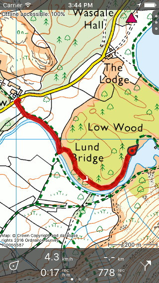 Aufzeichnung der Route Topo GPS