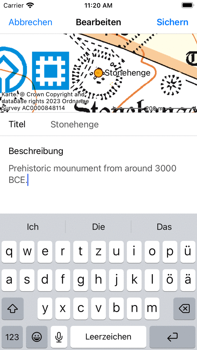 Bearbeiten von Wegpunkten Topo GPS