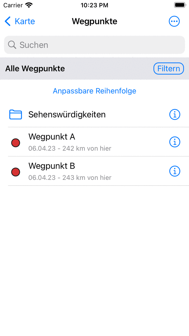 Wegpunkte creen Topo GPS