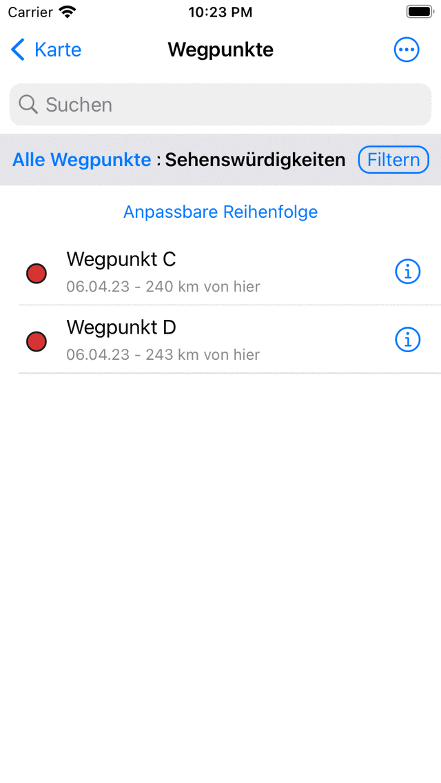 Ein geöffneter Ordner Topo GPS