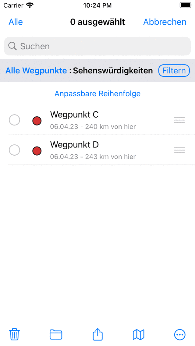 Ein geöffneter Ordner Topo GPS