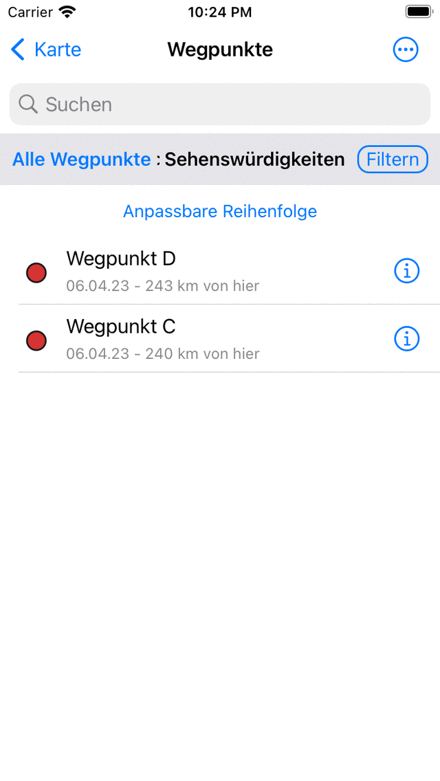 Ein geöffneter Ordner Topo GPS