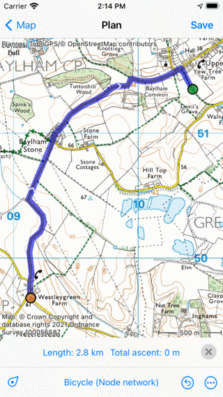Επεξεργασία διαδρομής κομμάτι Topo GPS