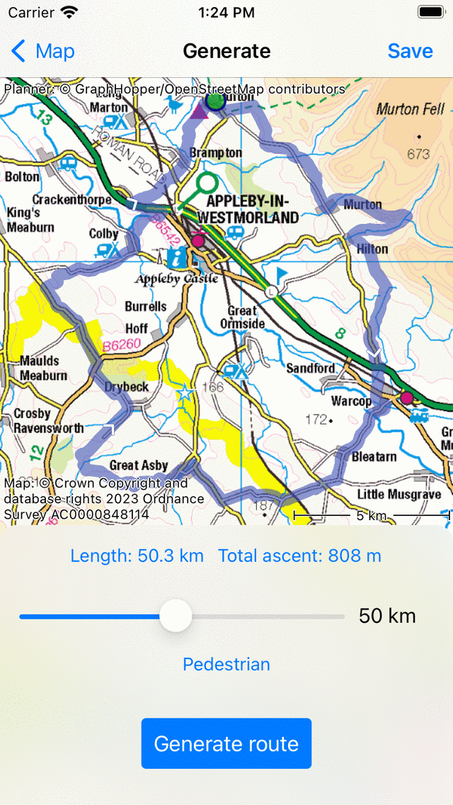 Route generation Topo GPS