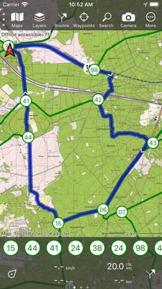 Route plan screen Topo GPS