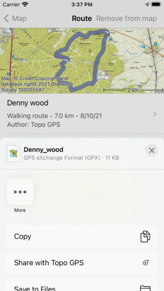 Udvalg Rug fusion Sharing routes with Topo GPS — Topo GPS manual iOS