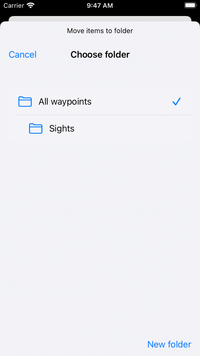 Move waypoints screen Topo GPS