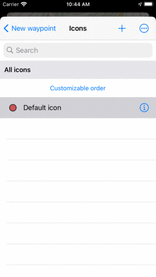 Waypoint icons screen Topo GPS