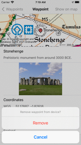 Waypoints remove Topo GPS