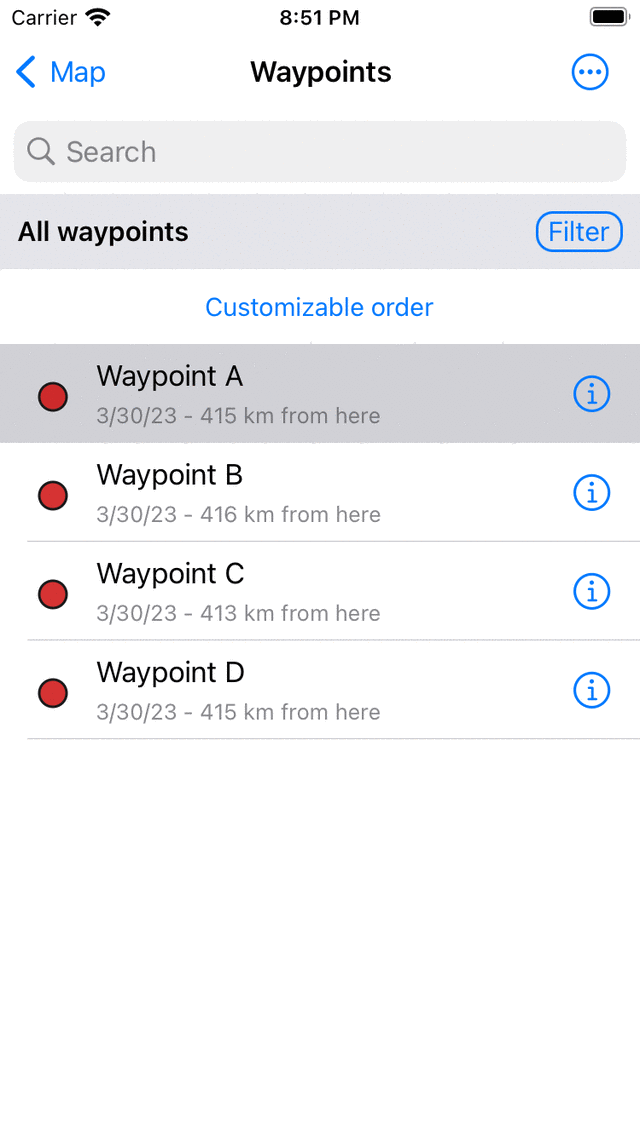 Waypoints remove from map Topo GPS