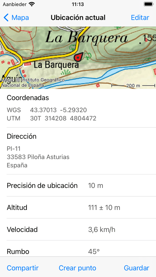 Ubicación actual pantalla Topo GPS