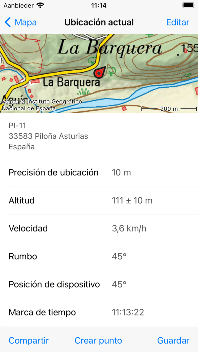 Ubicación actual pantalla Topo GPS