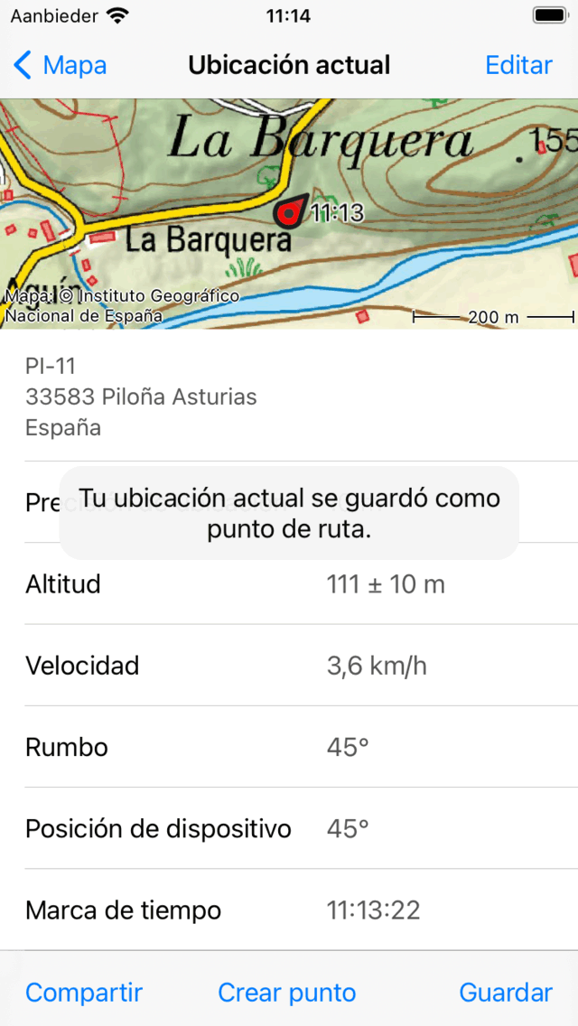 Guardar la ubicación actual como waypoint Topo GPS