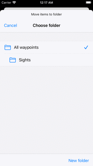 Mover pantalla de puntos de referencia Topo GPS