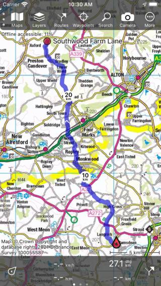 Planificación de la ruta al waypoint Topo GPS