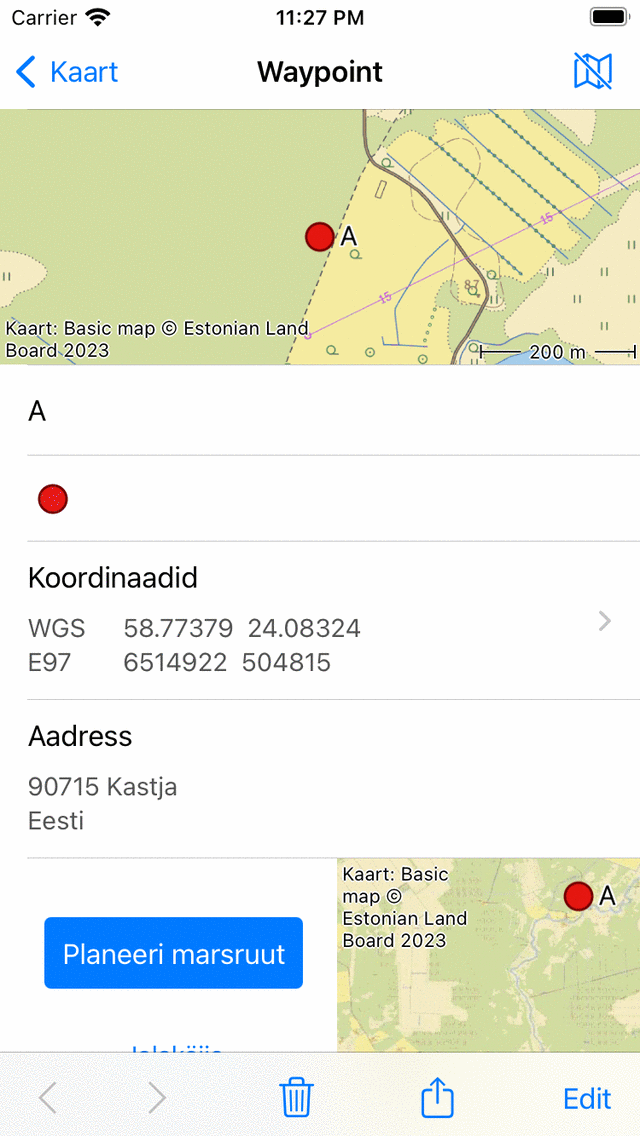 Teepunktid üksikasjad Topo GPS
