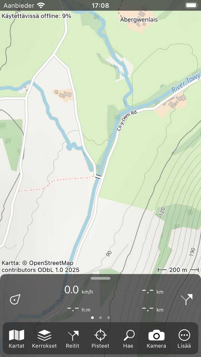 Pääkartan näyttö OpenStreetMap Topo GPS