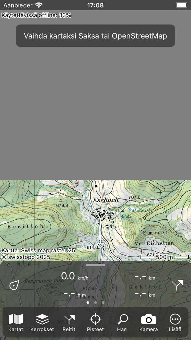 Kartan muutos pop-up Topo GPS