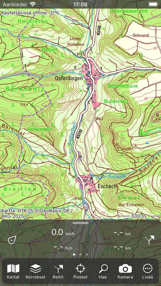 Kartan muutos pop-up Topo GPS