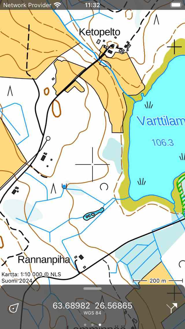Koordinaattipaneelin ponnahdusikkuna Topo GPS