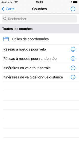 Écran de couches Topo GPS