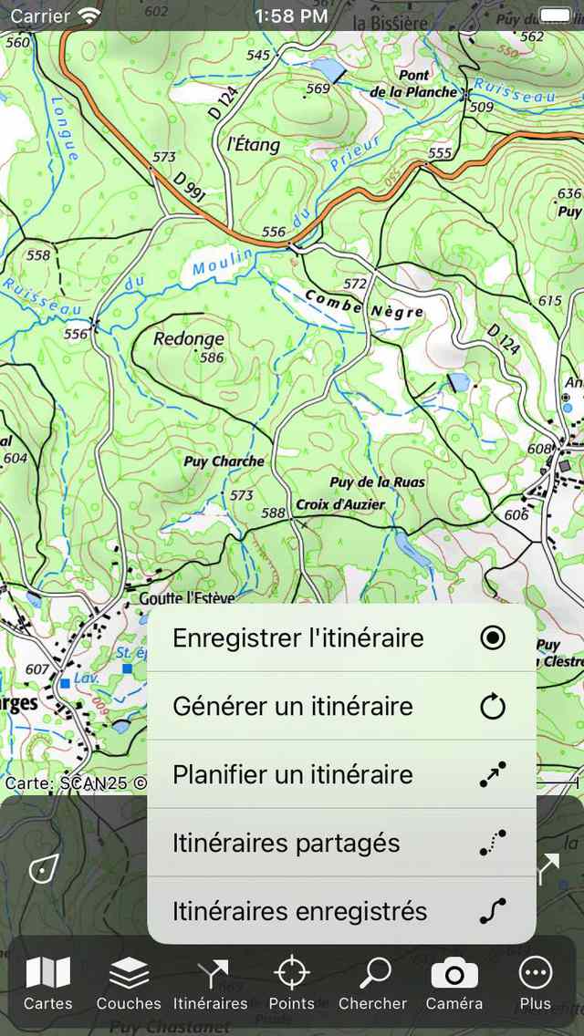 Itinéraires contextuel Topo GPS