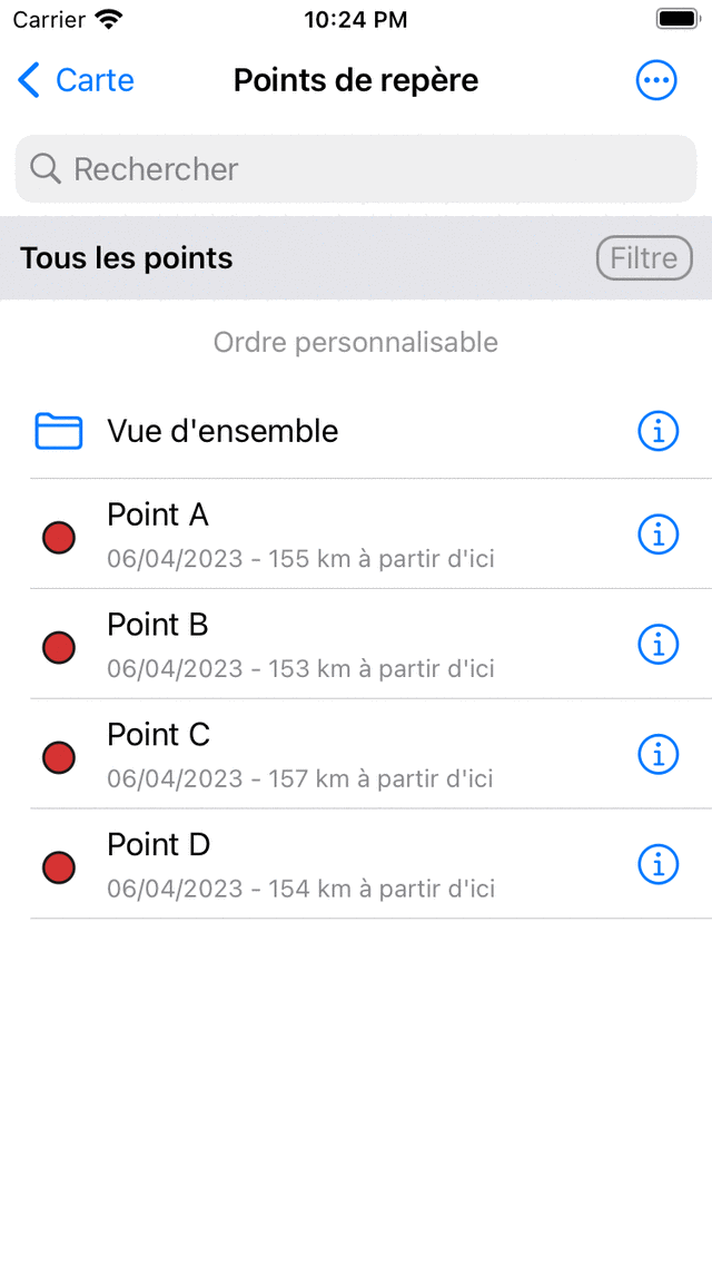 Nouveau dossier de point de cheminement Topo GPS