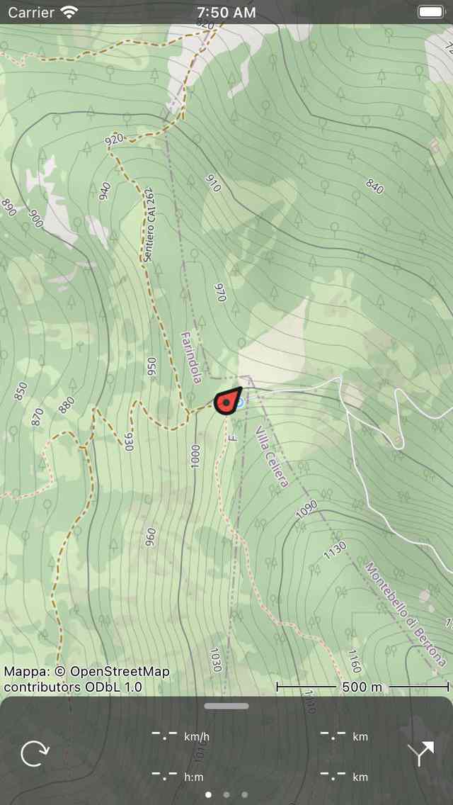 Mappa centrata Topo GPS