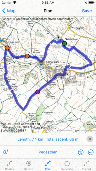 Routeplanner Topo GPS routepunt toevoegen.