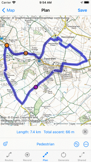 Routeplanner Topo GPS routepunt toevoegen.