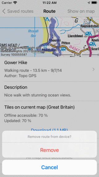 Rimozione del percorso Topo GPS