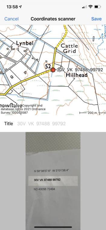 Scansione delle coordinate Topo GPS
