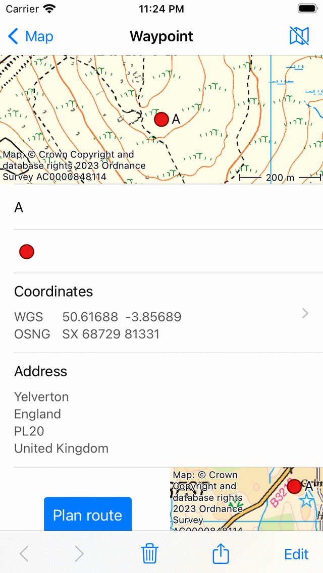 Dettagli waypoint Topo GPS