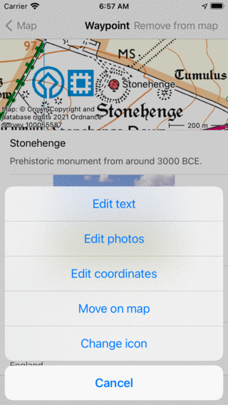 Modifica dei waypoint Topo GPS