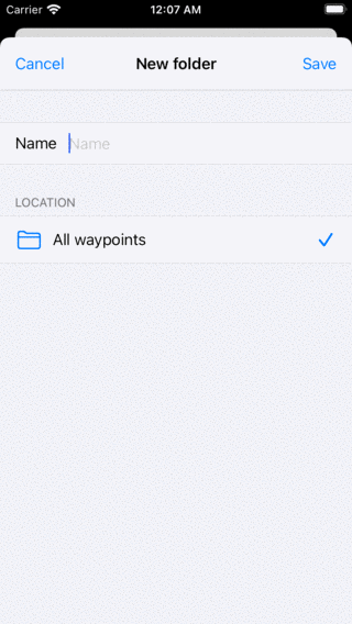 Nuova cartella waypoint Topo GPS
