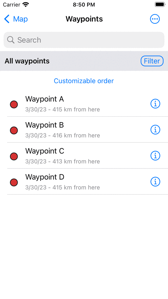 Caricamento dei waypoint Topo GPS