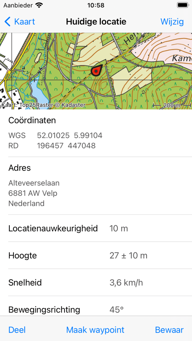 Locatiescherm Topo GPS